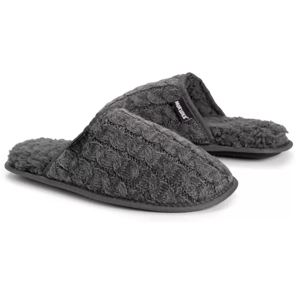 MUK LUKS Mens Gavin Scuff SlippersCharcoalDark Heather Grey