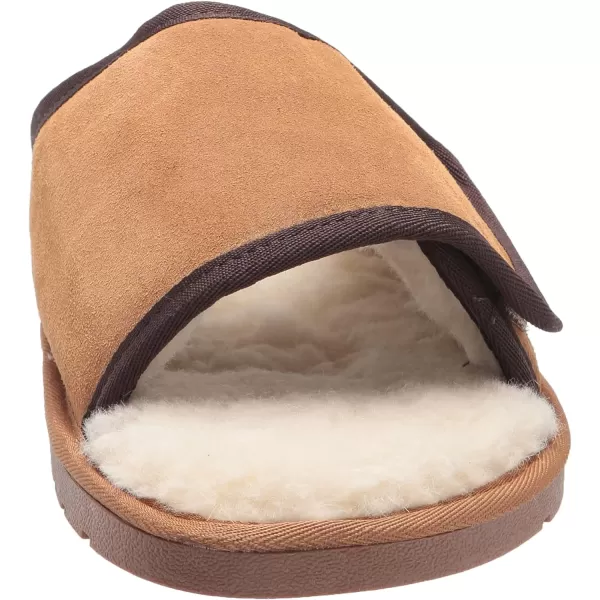 MUK LUKS Mens Leather Goods Topher Open Toe SlipperCamel