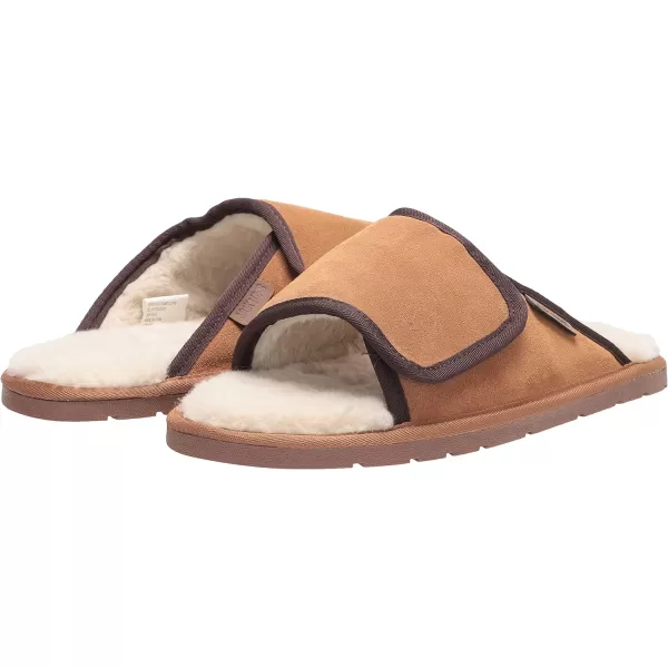 MUK LUKS Mens Leather Goods Topher Open Toe SlipperCamel