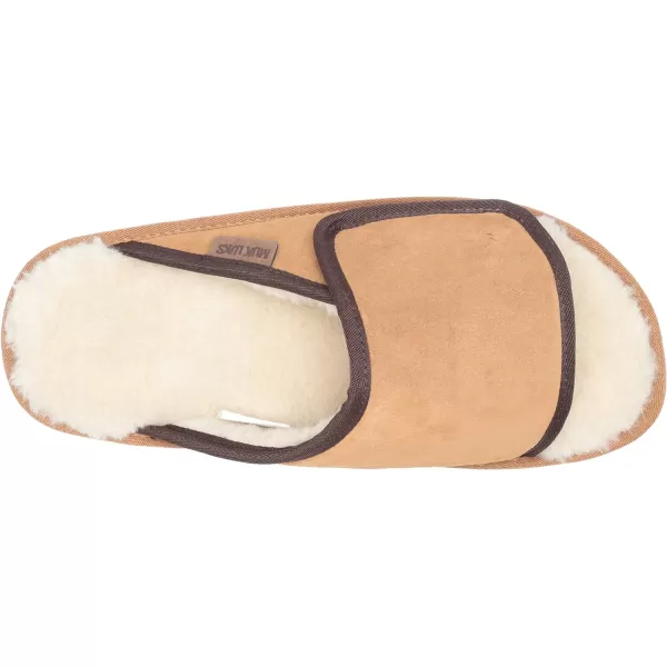 MUK LUKS Mens Leather Goods Topher Open Toe SlipperCamel