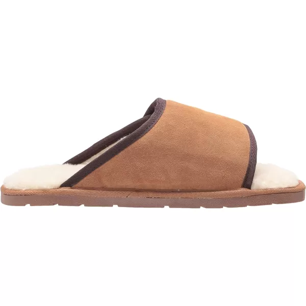 MUK LUKS Mens Leather Goods Topher Open Toe SlipperCamel