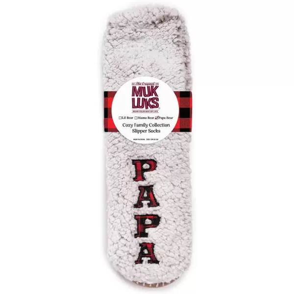 MUK LUKS Mens Papa Bear Slipper SocksIvoryBuffalo Check