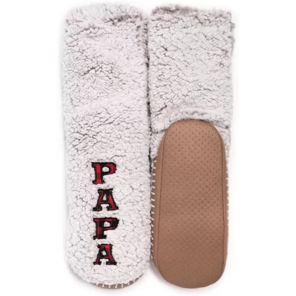 MUK LUKS Mens Papa Bear Slipper SocksIvoryBuffalo Check