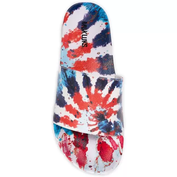 MUK LUKS Mens Pool Limbo Slide SandalWhite Tie Dye