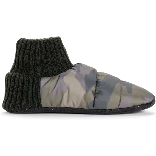 MUK LUKS Mens Quilted Slipper BootiesGreen Camoflage