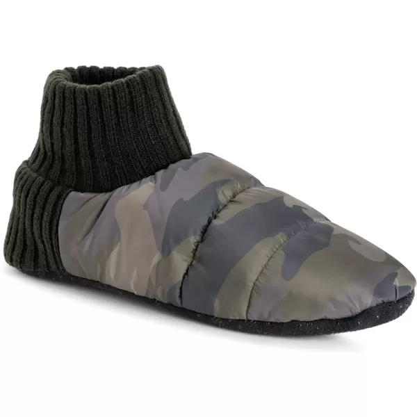 MUK LUKS Mens Quilted Slipper BootiesGreen Camoflage