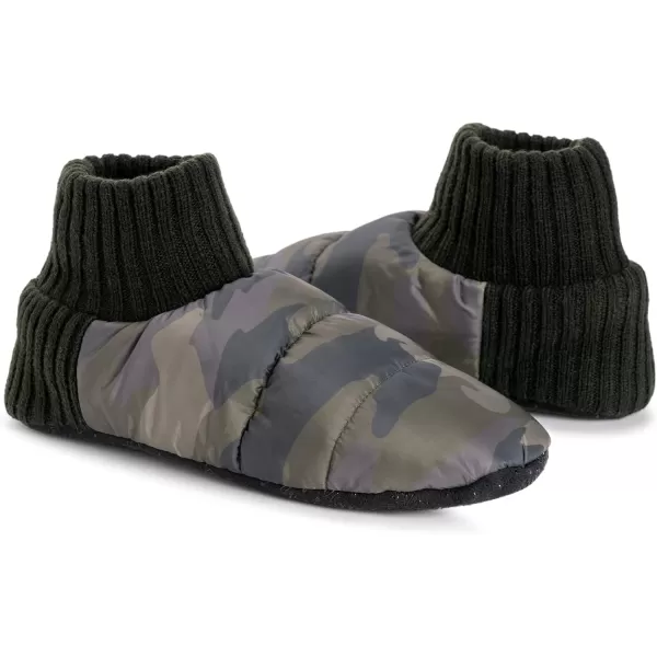 MUK LUKS Mens Quilted Slipper BootiesGreen Camoflage