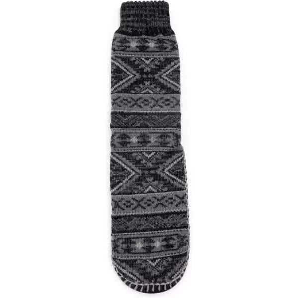 MUK LUKS Mens Slipper Socks CasualEbonyGrey Fairisle