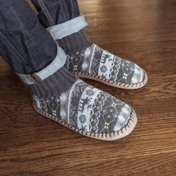 MUK LUKS Mens Slipper Socks CasualFossil