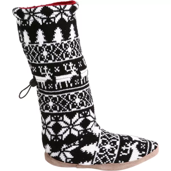 MUK LUKS Nordic Knit Toggle BootieBlackWhite