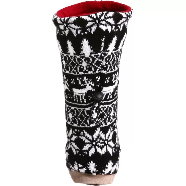 MUK LUKS Nordic Knit Toggle BootieBlackWhite