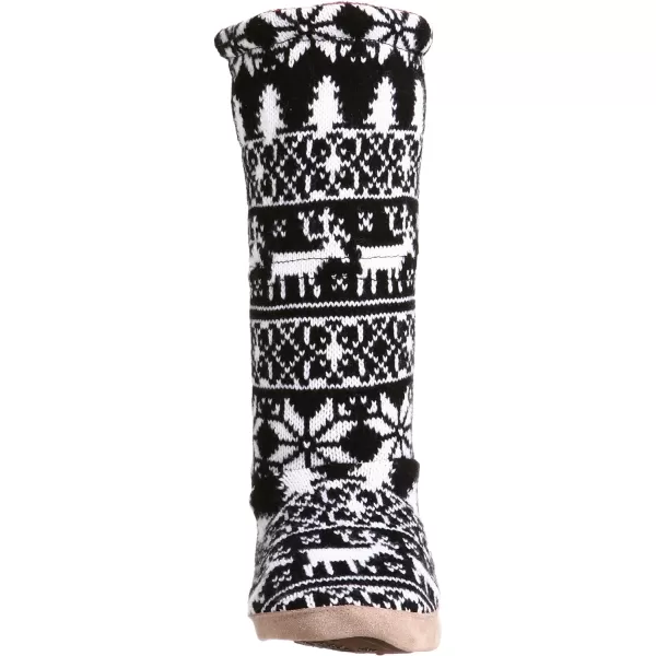 MUK LUKS Nordic Knit Toggle BootieBlackWhite