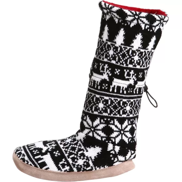 MUK LUKS Nordic Knit Toggle BootieBlackWhite