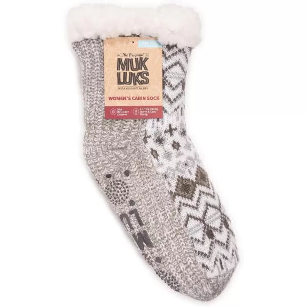 MUK LUKS Pieced Cabin Sox 1 Pair Pack Womens SocksGreyscale