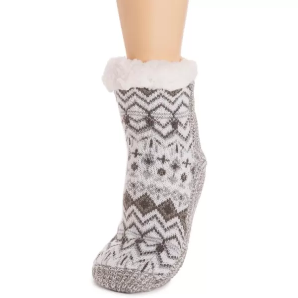 MUK LUKS Pieced Cabin Sox 1 Pair Pack Womens SocksGreyscale