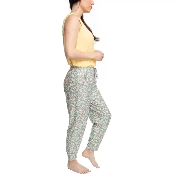 MUK LUKS Sleeveless Tank Top and Jogger Sleep Set with Pockets Sleepwear Lounge SetSaffronFlower