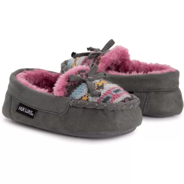 MUK LUKS UnisexChild Patterned MoccasinsDark Grey Heather