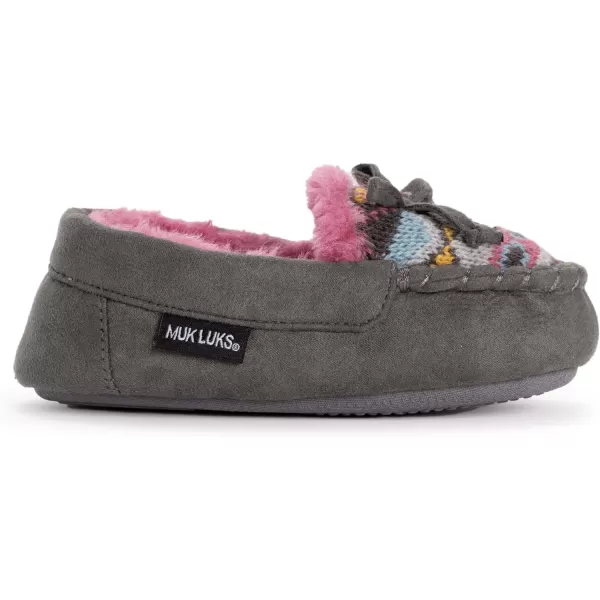 MUK LUKS UnisexChild Patterned MoccasinsDark Grey Heather