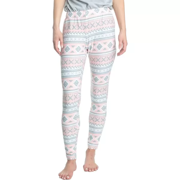 MUK LUKS Women Super Soft Sleepwear Lounging Pattern and Solid Combo Legging 2 PackCactus FairsleGray