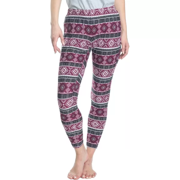 MUK LUKS Women Super Soft Sleepwear Lounging Pattern and Solid Combo Legging 2 PackSpiced FairslePurple