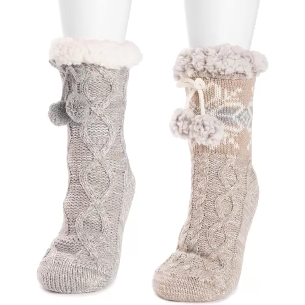 MUK LUKS Womens 2 Pair Pack Tall CabinFairy DustGrey