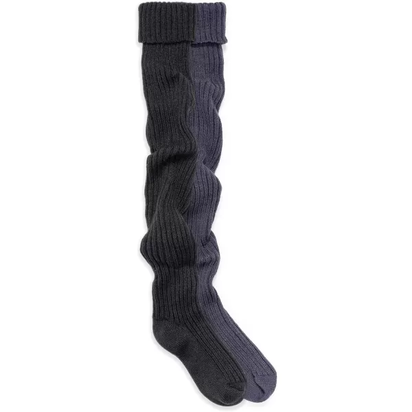 MUK LUKS Womens 2 Pk Chunky Ribbed OTK SocksMulti