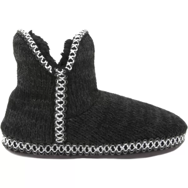 MUK LUKS Womens Amira Short Slipper BootieBlackGrey Marl