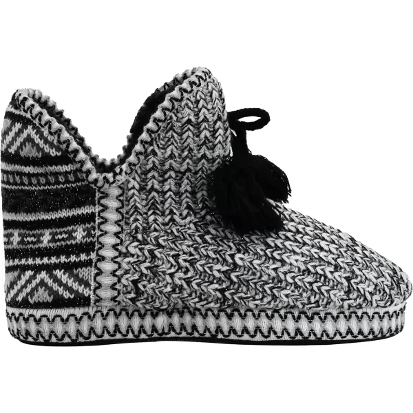 MUK LUKS Womens Amira Short Slipper BootieBlackWhite Boho