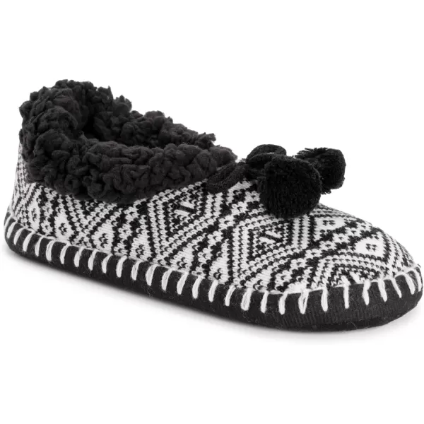 MUK LUKS Womens Ballerina SlippersBlackWhite