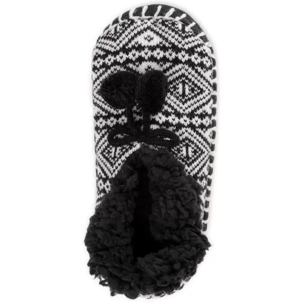 MUK LUKS Womens Ballerina SlippersBlackWhite