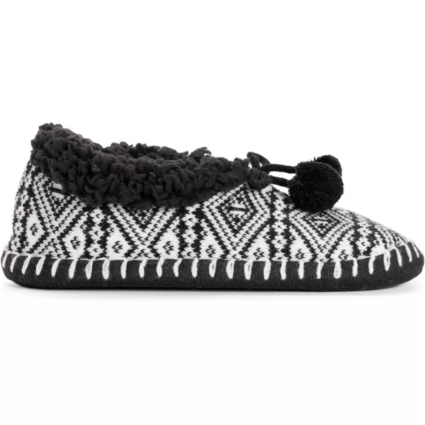 MUK LUKS Womens Ballerina SlippersBlackWhite