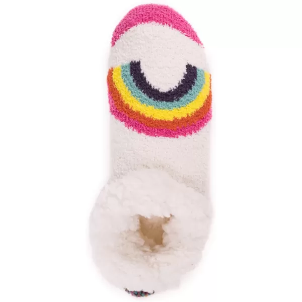 MUK LUKS Womens Betsey Johnson 2 Pair Pack Cabin Footie SockRainbowVanilla