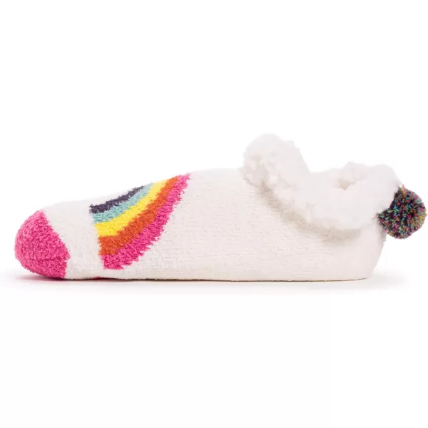 MUK LUKS Womens Betsey Johnson 2 Pair Pack Cabin Footie SockRainbowVanilla