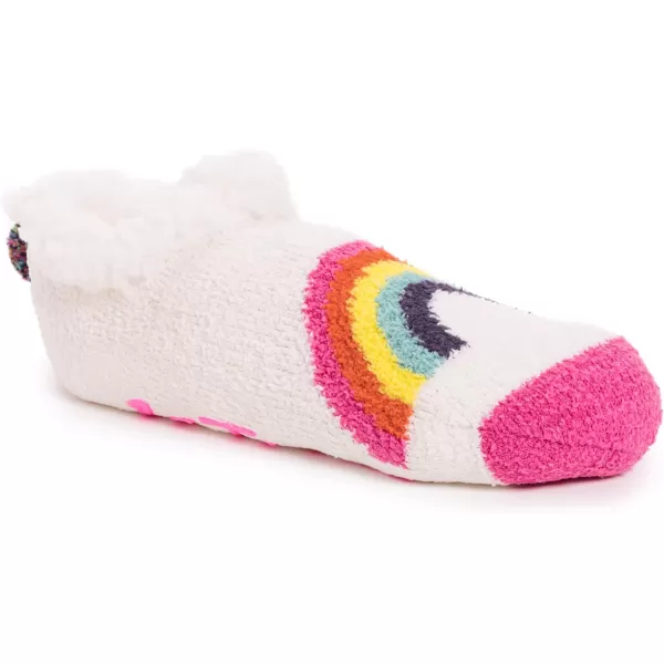 MUK LUKS Womens Betsey Johnson 2 Pair Pack Cabin Footie SockRainbowVanilla