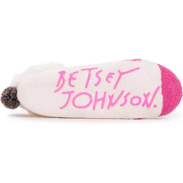 MUK LUKS Womens Betsey Johnson 2 Pair Pack Cabin Footie SockRainbowVanilla