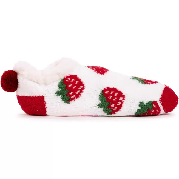 MUK LUKS Womens Betsey Johnson 2 Pair Pack Cabin Footie SockStrawberry