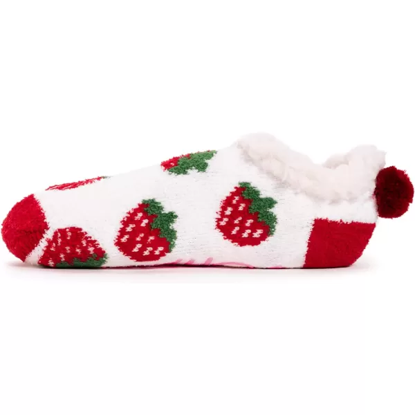 MUK LUKS Womens Betsey Johnson 2 Pair Pack Cabin Footie SockStrawberry