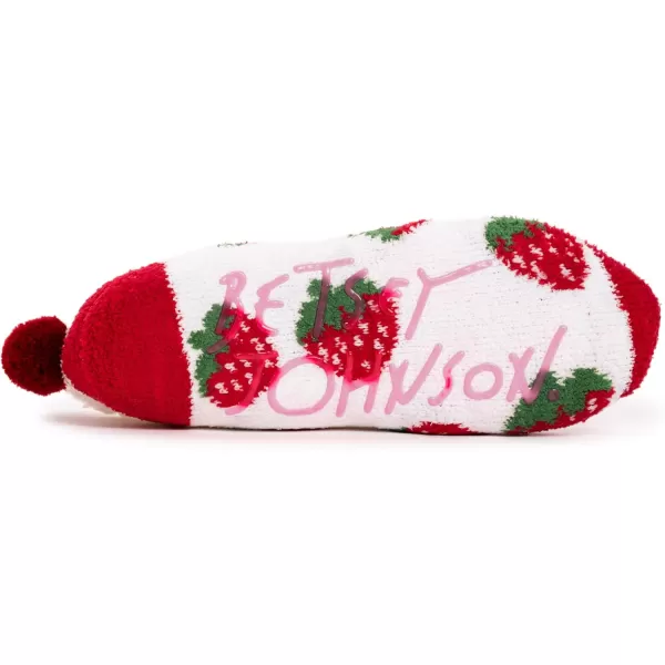 MUK LUKS Womens Betsey Johnson 2 Pair Pack Cabin Footie SockStrawberry