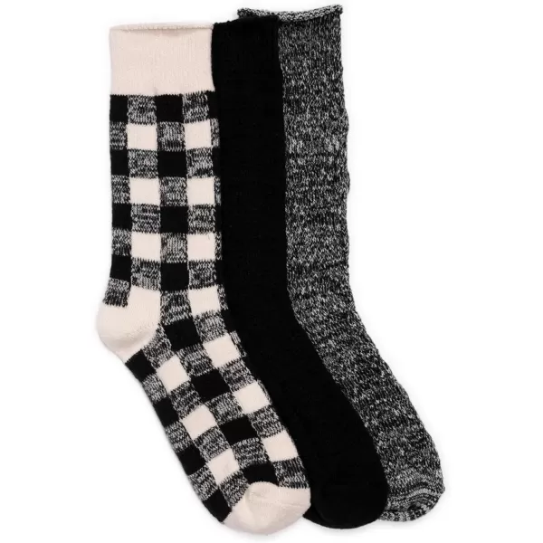 MUK LUKS Womens Boot Socks 3 Pair PackBlackCream Marl