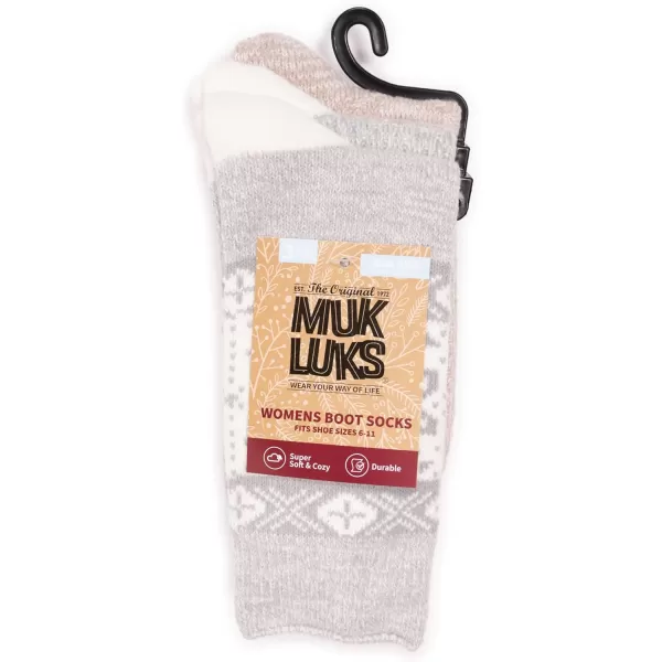 MUK LUKS Womens Boot Socks 3 Pair PackNeutrals