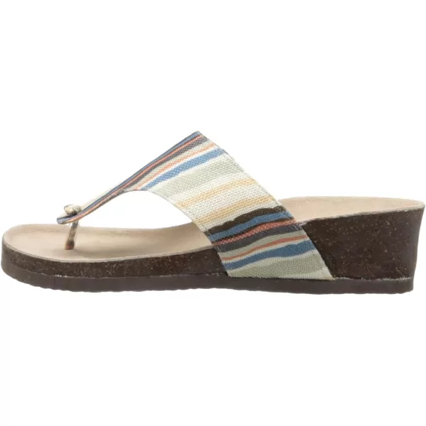 MUK LUKS Womens Cara Wedge SandalBlue Stripe