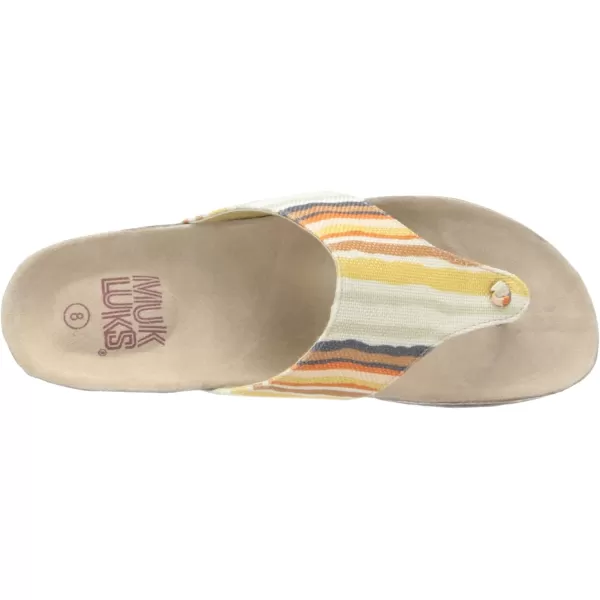 MUK LUKS Womens Cara Wedge SandalOrange Stripe