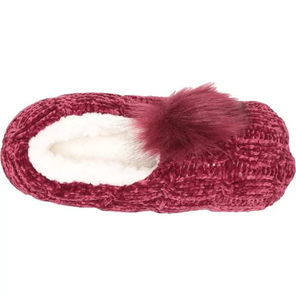 MUK LUKS Womens Chenille Ballerina SlipperBurgundy