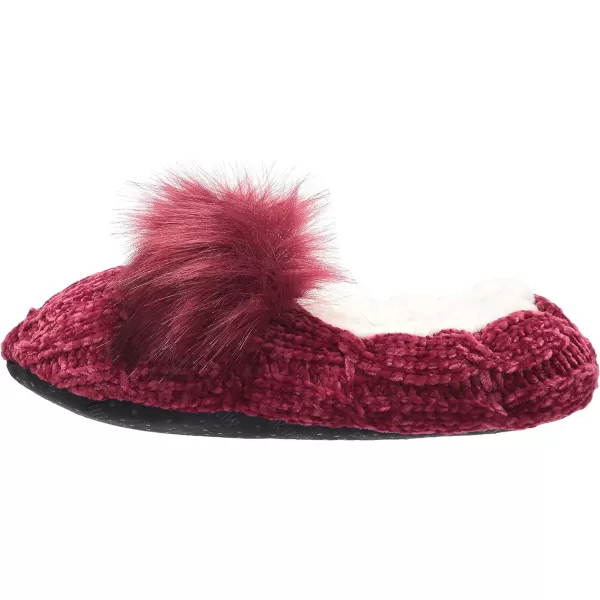 MUK LUKS Womens Chenille Ballerina SlipperBurgundy