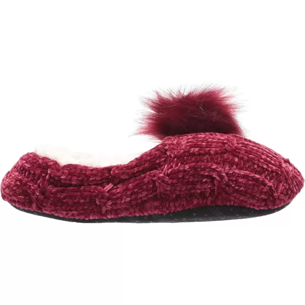 MUK LUKS Womens Chenille Ballerina SlipperBurgundy