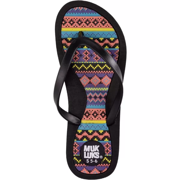 MUK LUKS Womens Comfort Terra Turf Flat SandalsBlackMulti