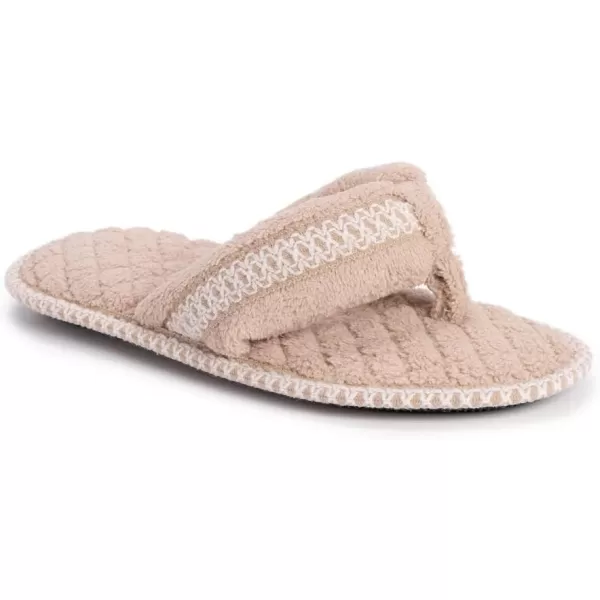 MUK LUKS Womens Darlene Micro Chenille Thong SlippersRosegoldHoney Wheat