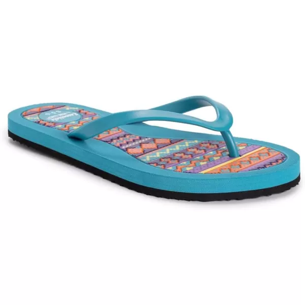 MUK LUKS Womens Essentials Peri Flip Flops SandalTurquoise Tonic