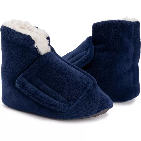 MUK LUKS Womens Faux Fur Lined Bootie SlippersNavy