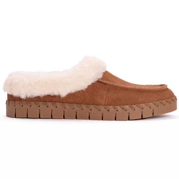 MUK LUKS Womens Flexi Buffalo Shoe ClogCognac